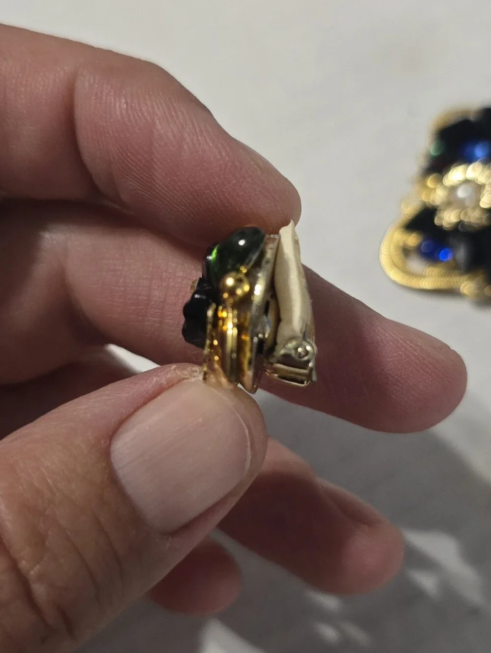 Lot Of 3 Brooch Pin Clip On Earrings Linda Modell Handarbeit München Set Gems